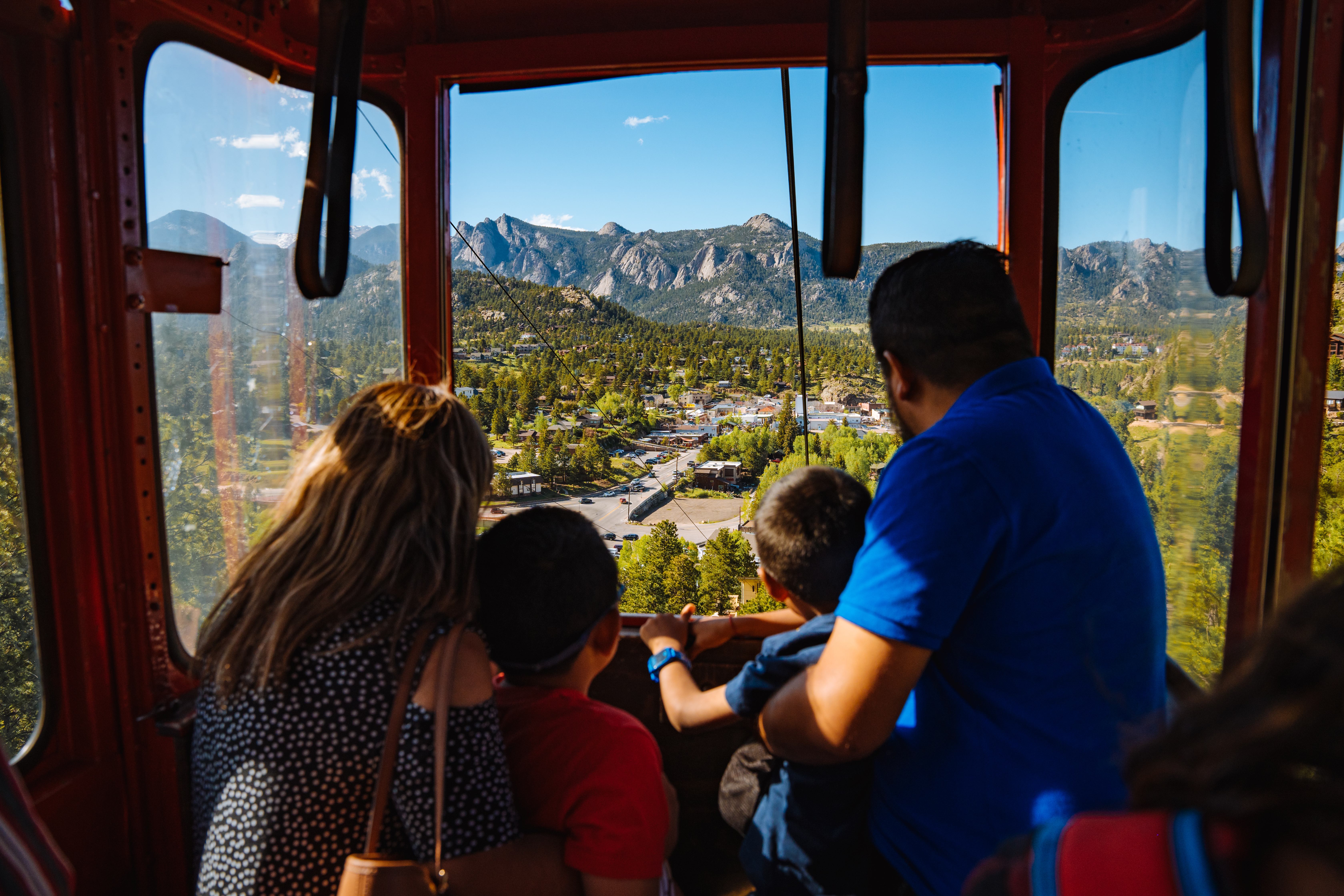 Family enjoying views from the Estes Park Aerial Tram